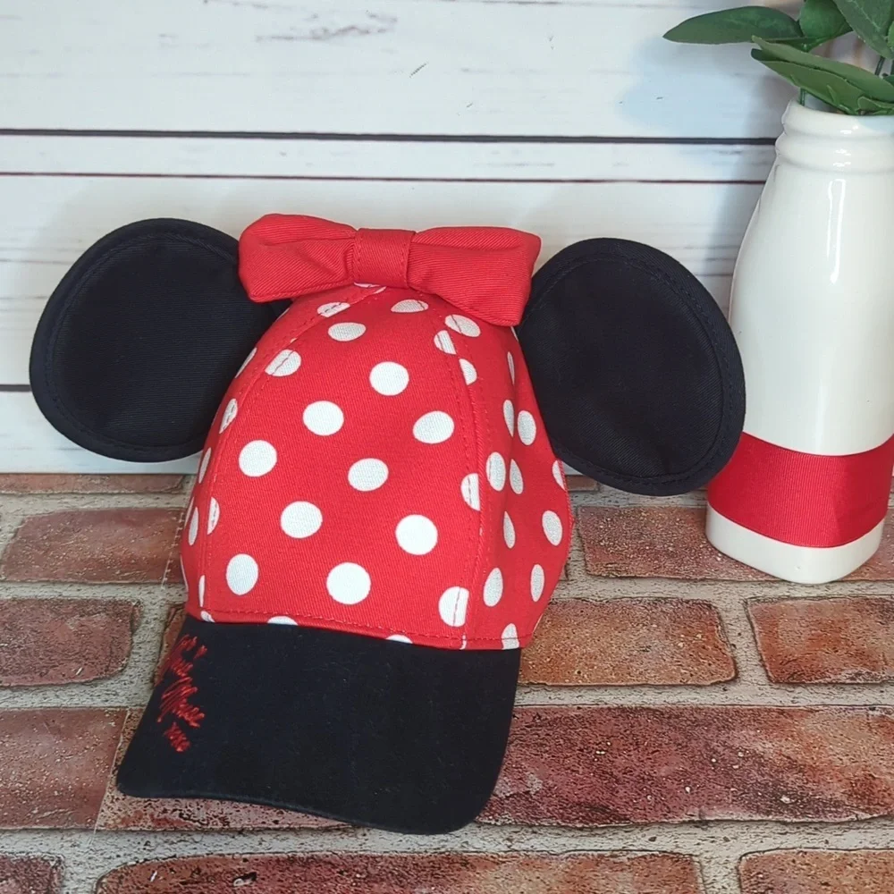 Walt‎ Disney World Minnie Mouse Ears and Bow Red Polka Dot Snapback Girls Cap